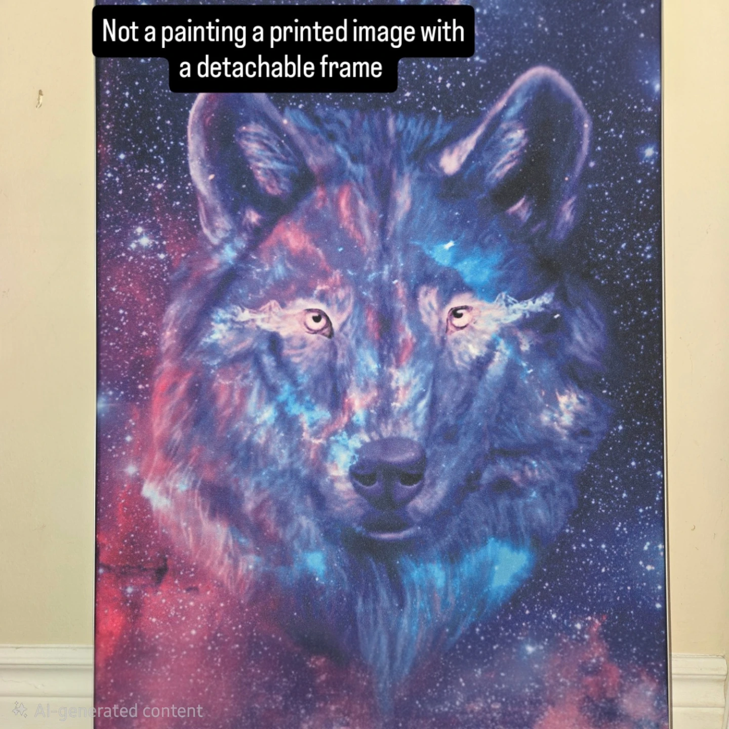Galaxy Wolf Printed Wall Art with Detachable Frame