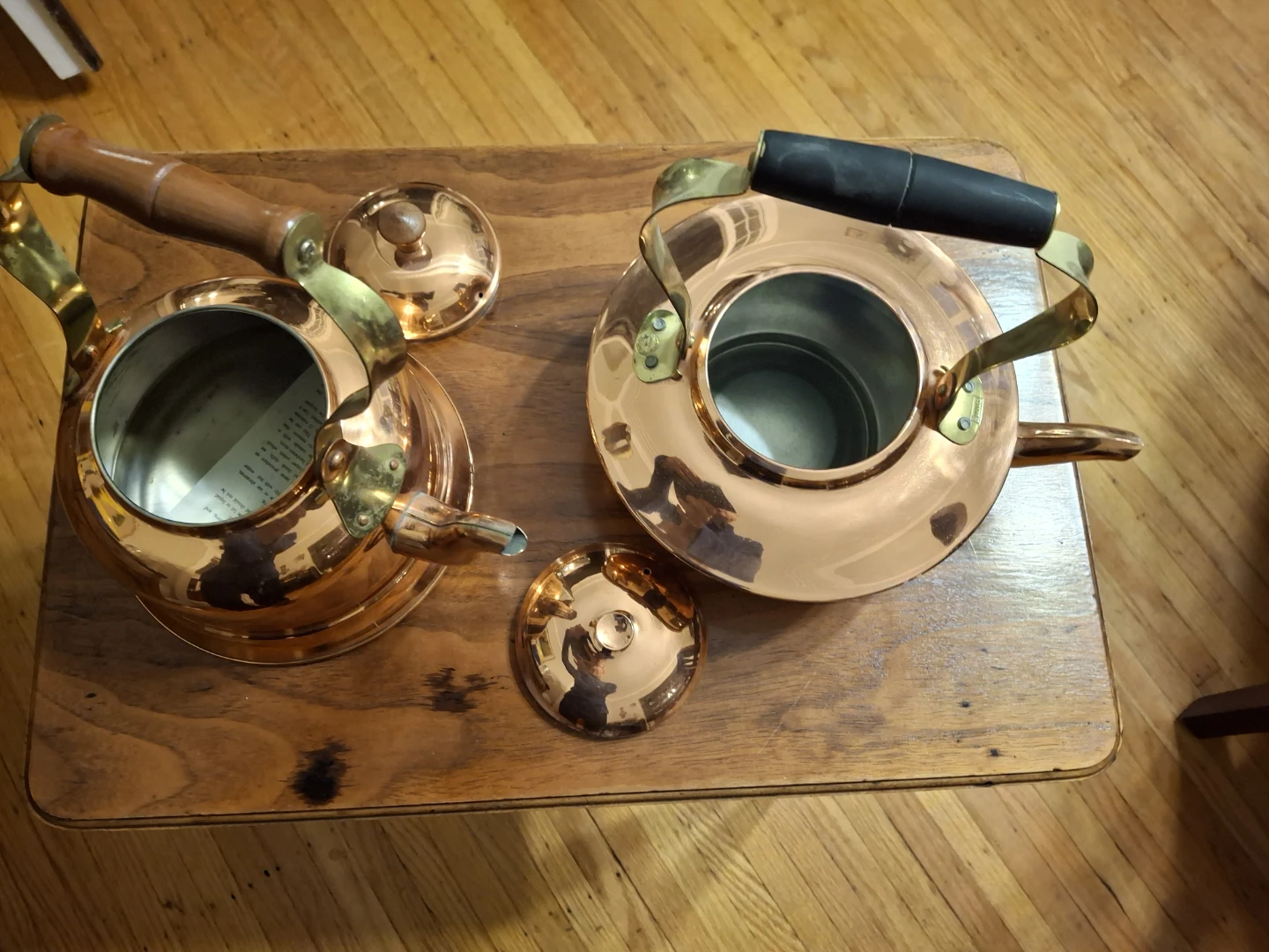 Two Vintage Copper Tea Kettles - photo 4