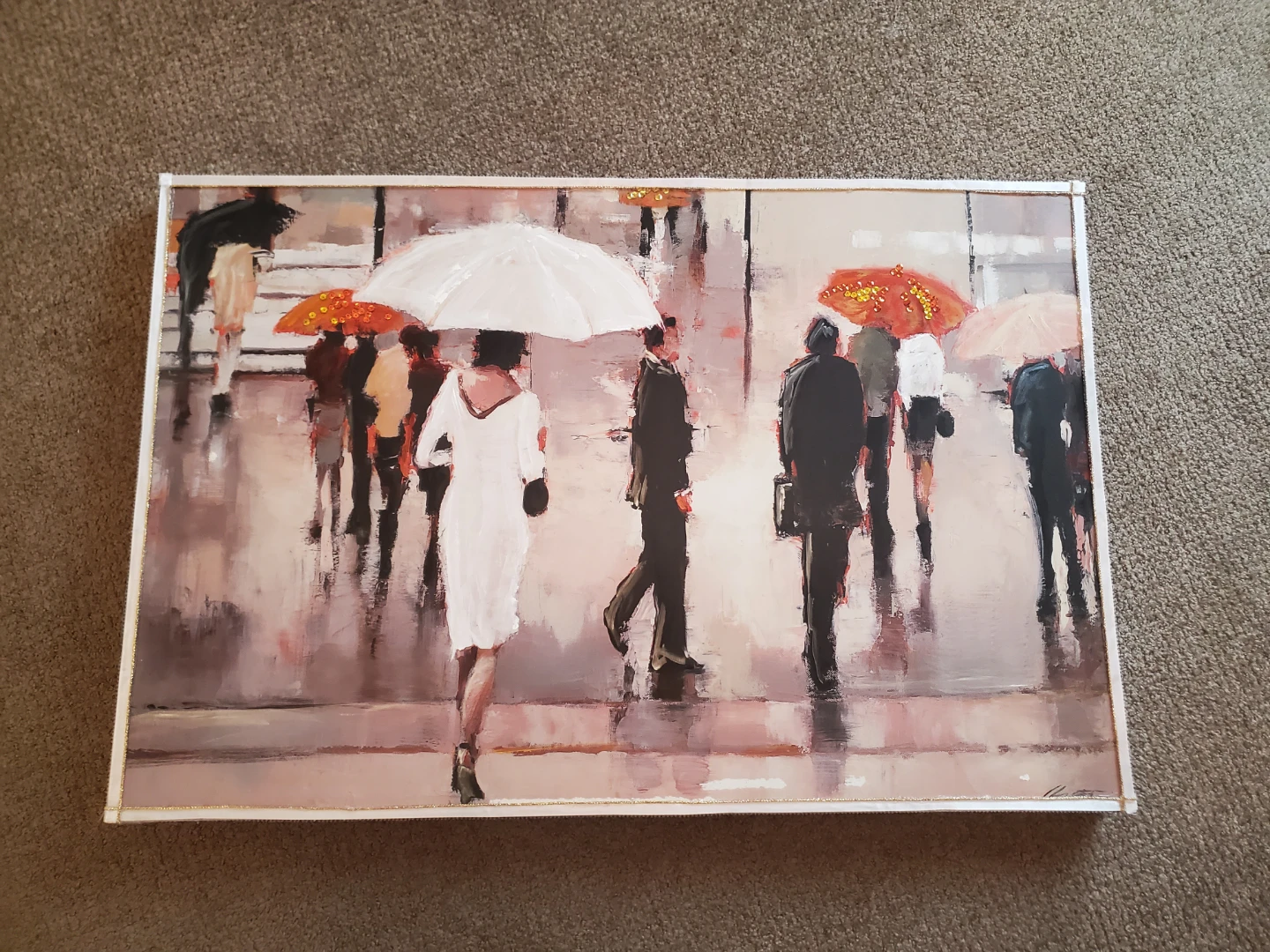 Rainy City Scene Canvas Wall Art