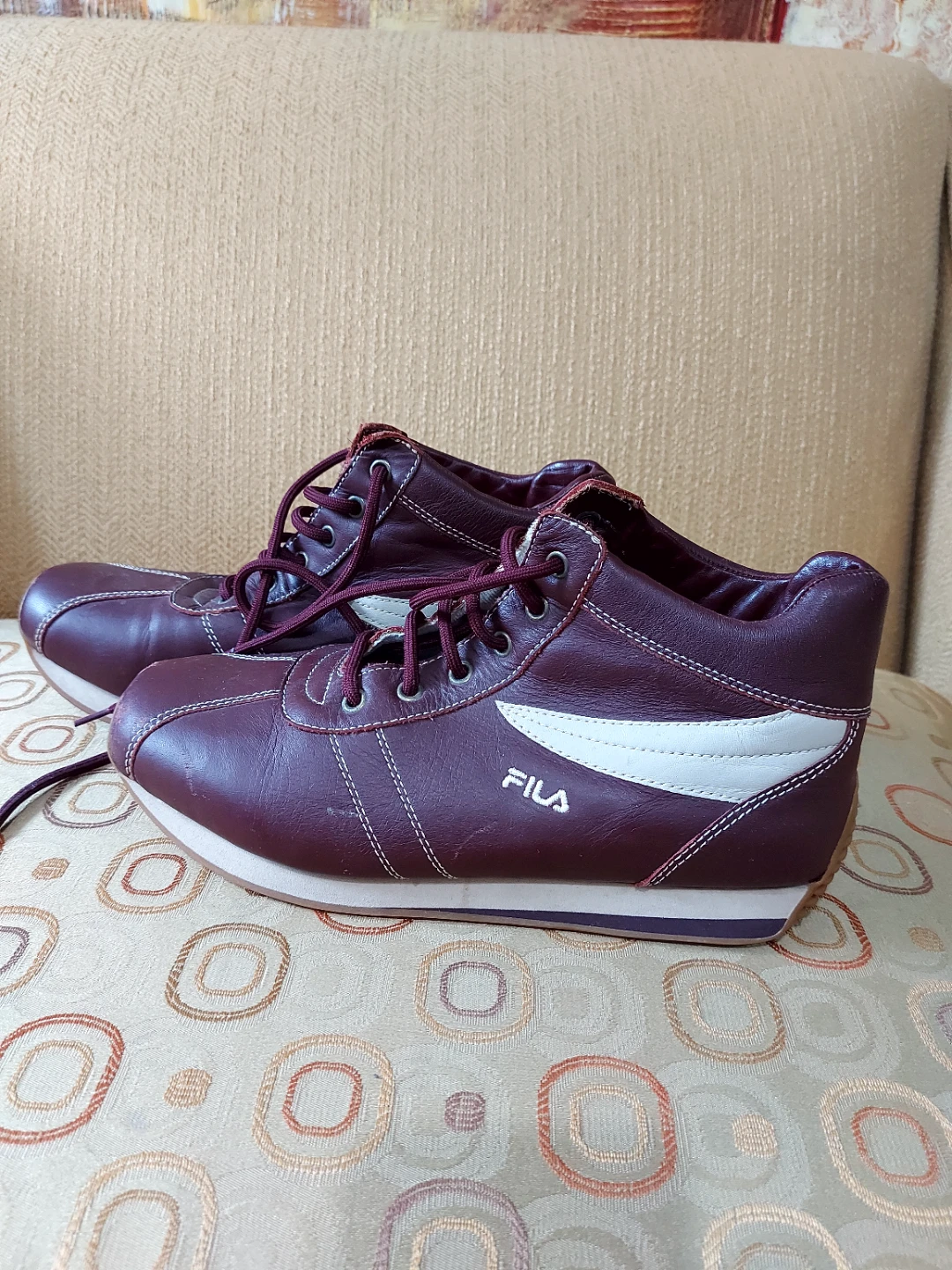 FILA Mid-Top 100% Leather Shoes Burgundy - photo 5