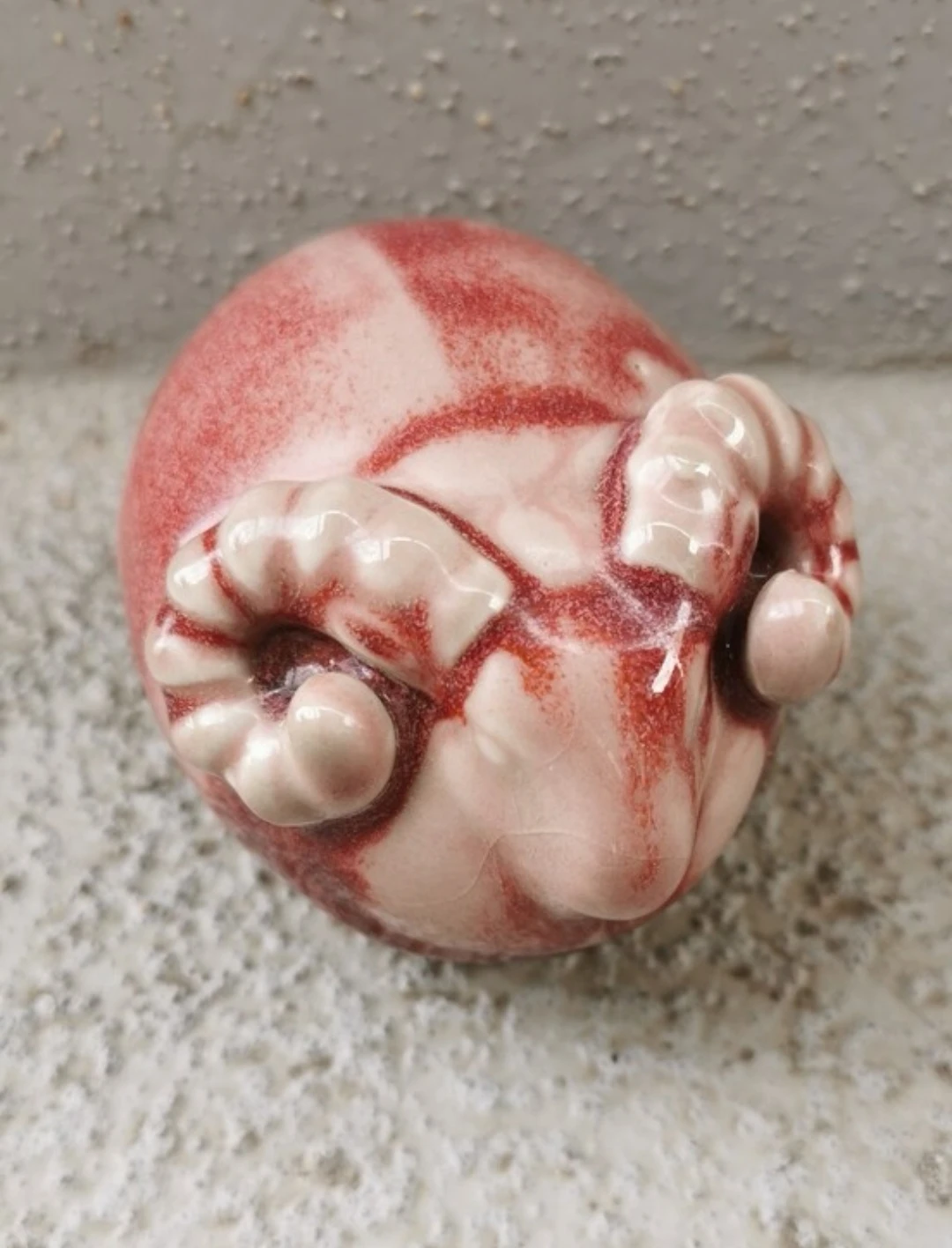Vintage Mid-Century Glazed Ceramic Ram Figurine - photo 3