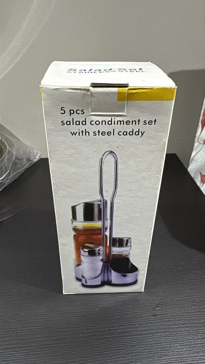 5-Piece Salad Condiment Set with Steel Caddy