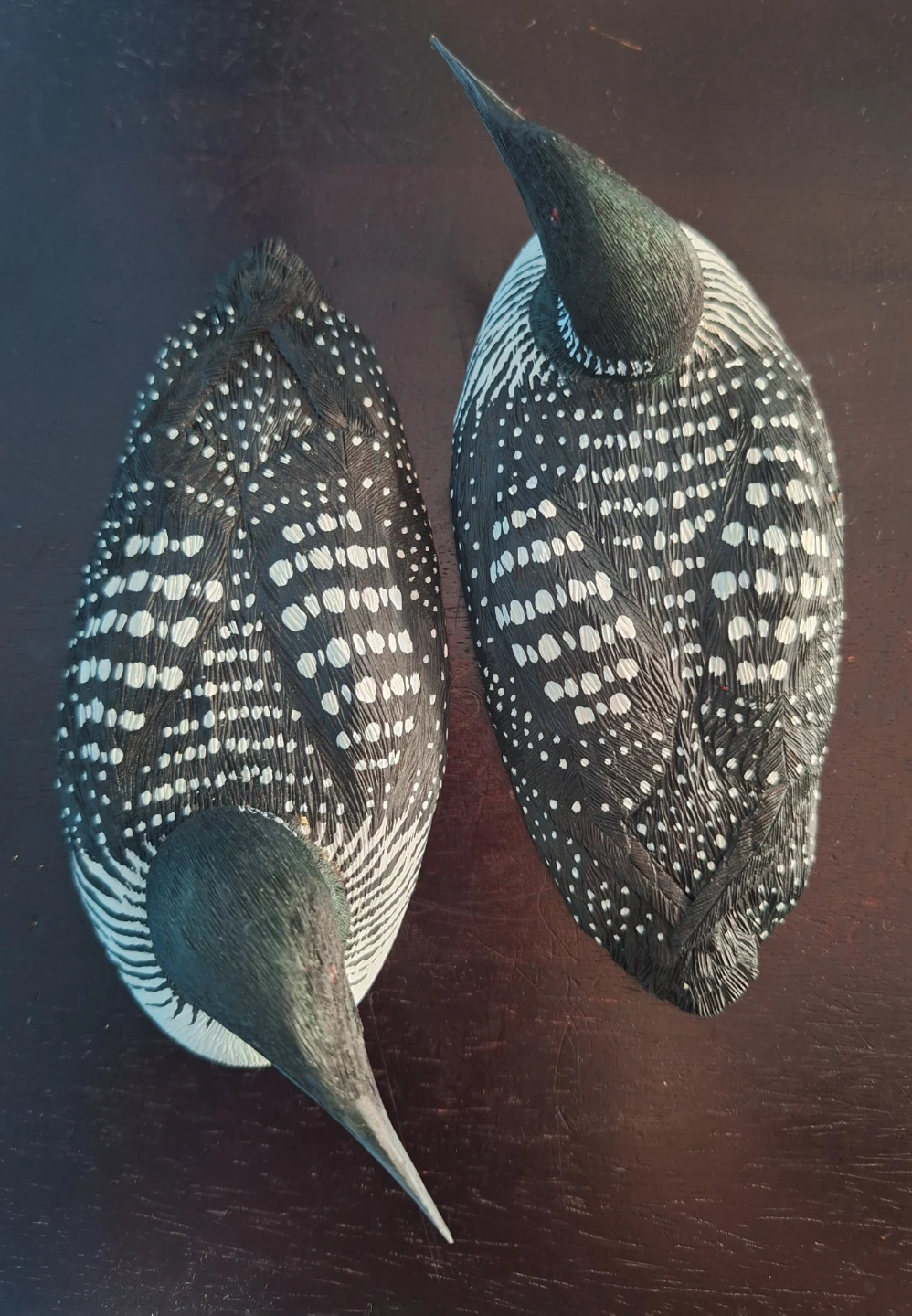 Vintage Signed 1989 S. Robinson Hand-Carved Wooden Loon Decoys - photo 2