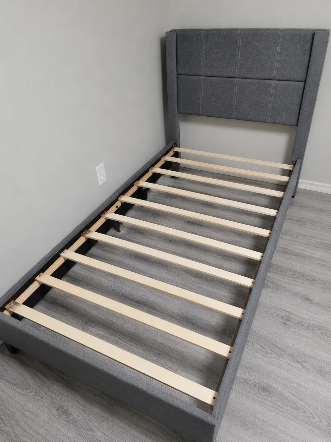 Single Bed Frame - Grey Upholstered - photo 2