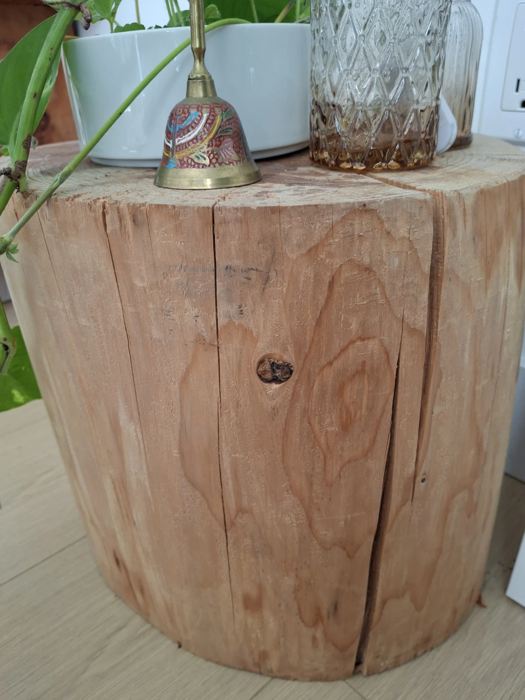 Natural Wood Log Side Table - photo 2