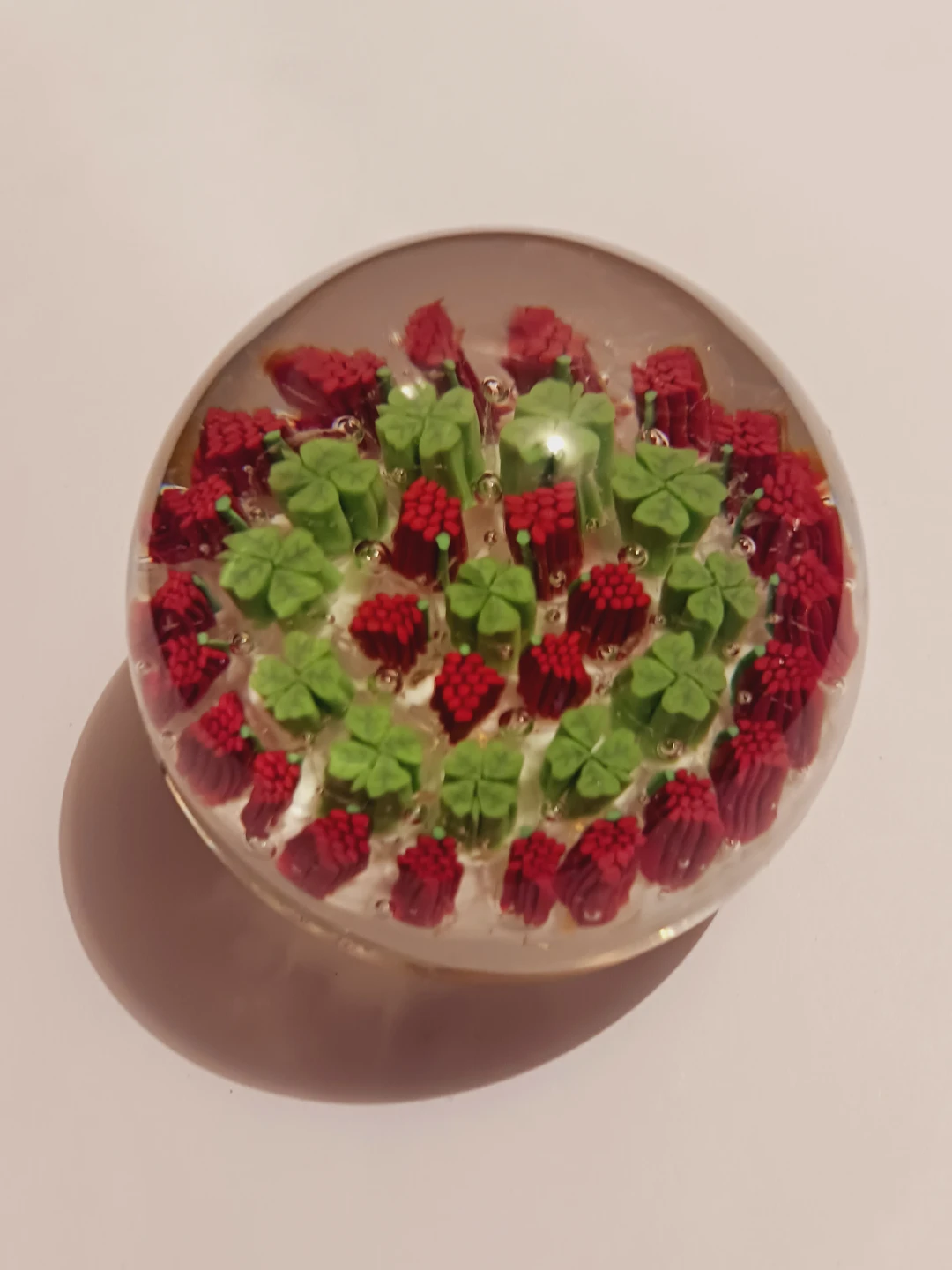 Murano Millefiori Clover and Flower Design Paperweight
