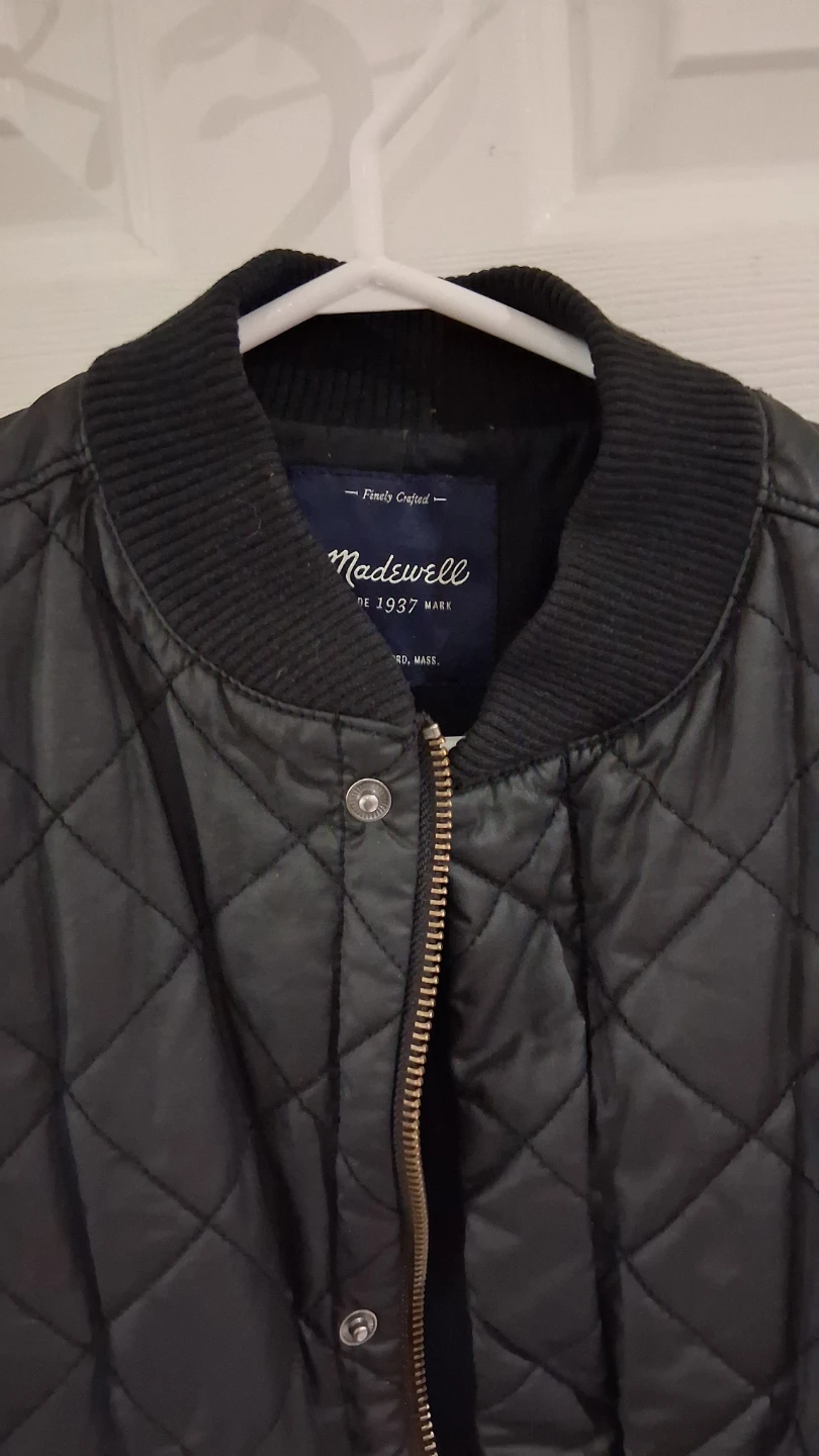 Madewell Black Quilted Bomber Jacket size M