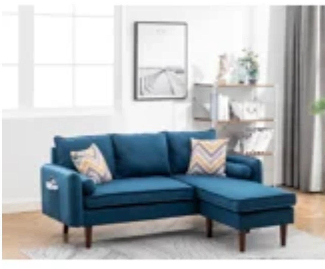 Blue Sectional Sofa with Chaise