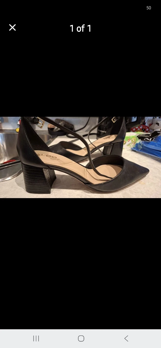 ALDO Black Pointed Toe Block Heels