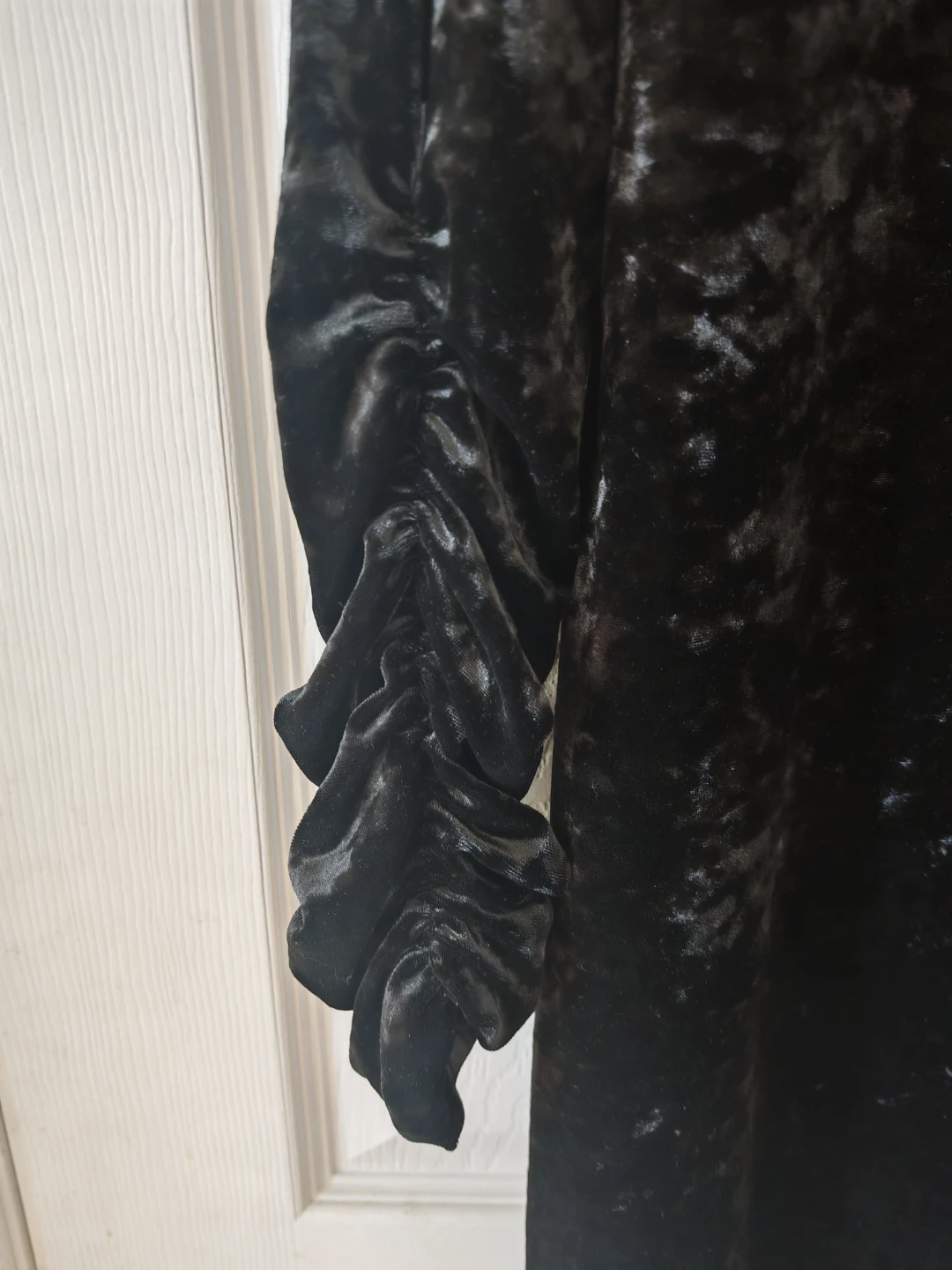 Black Velvet Ruched Sleeve Dress - photo 3