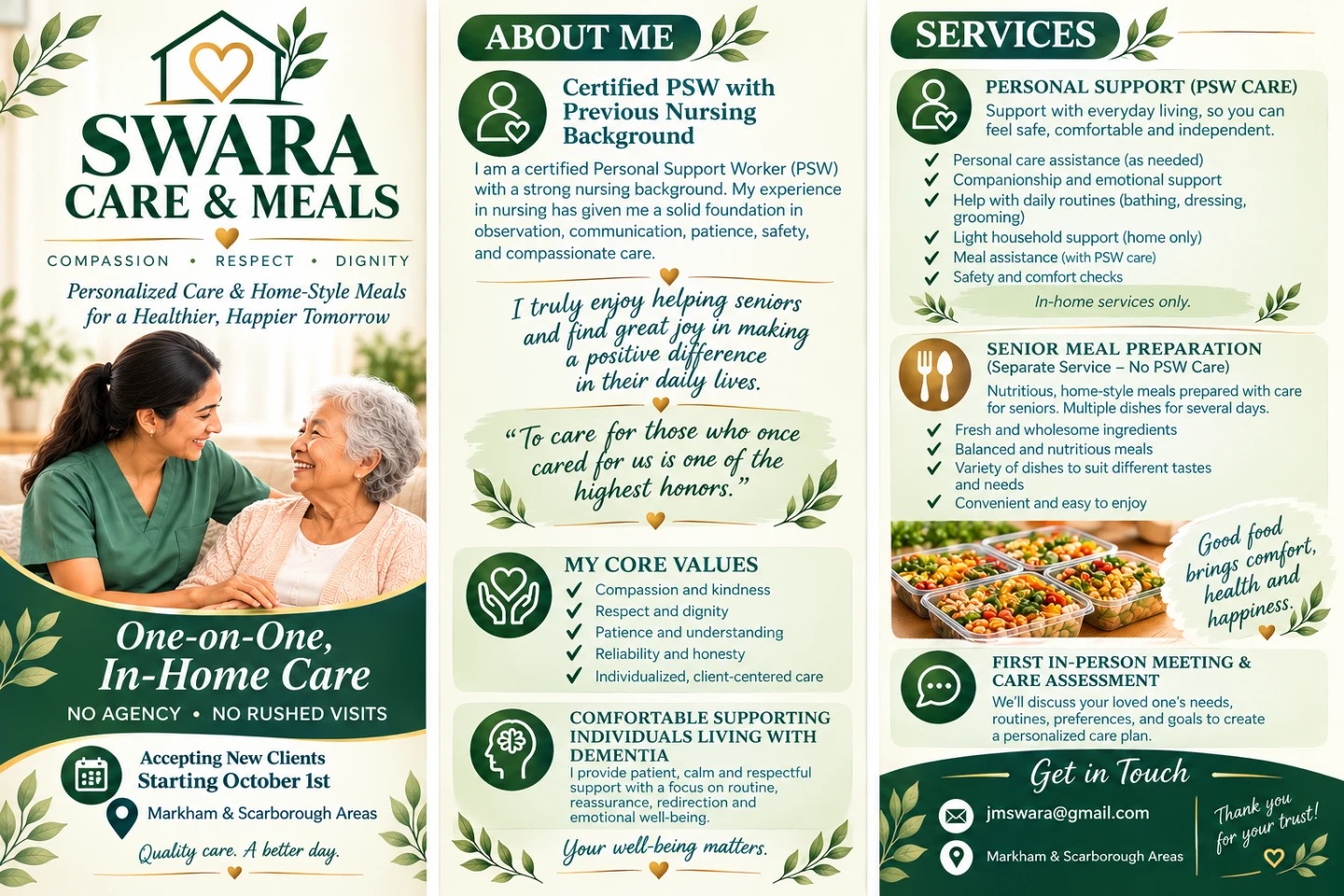 Care and Meals In-Home Personal Support