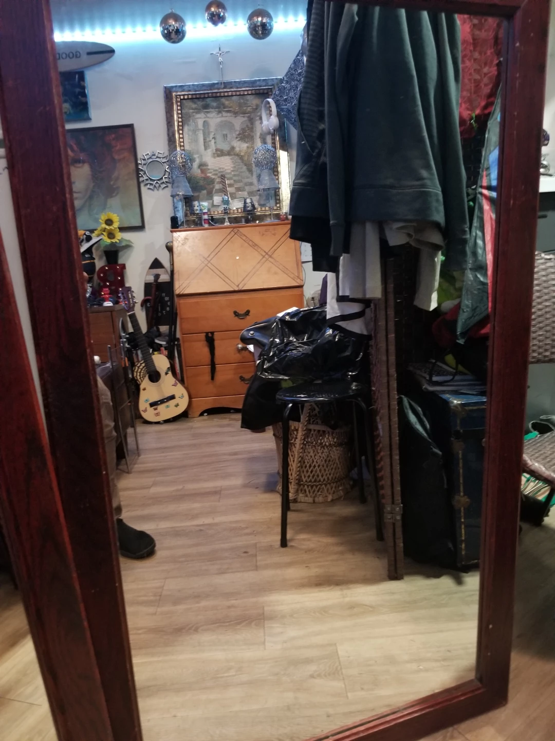 2 Matching Large Wood Framed Floor Mirror - photo 2