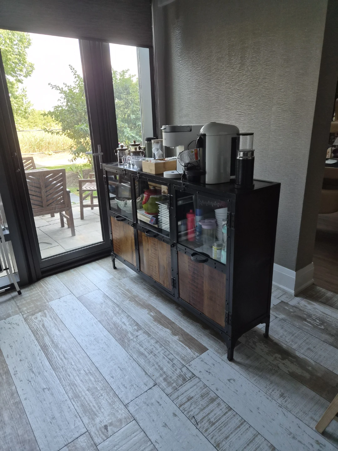 Industrial Style Metal and Wood Sideboard