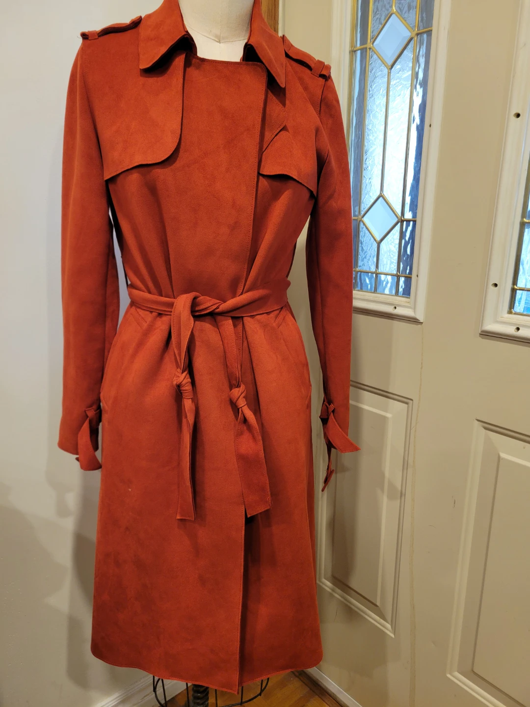 Forever 21 Burnt Orange Suede Trench Coat Size Med