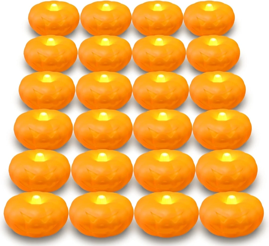 Set of Flameless LED Pumpkin Floating Candles