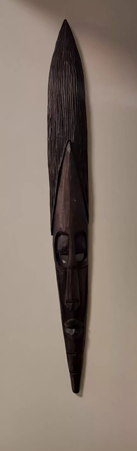 African hand carved tall wooden wall mask - photo 2