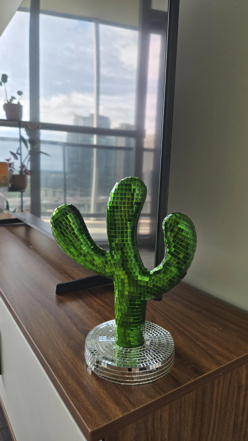 Green mosaic glass cactus decor