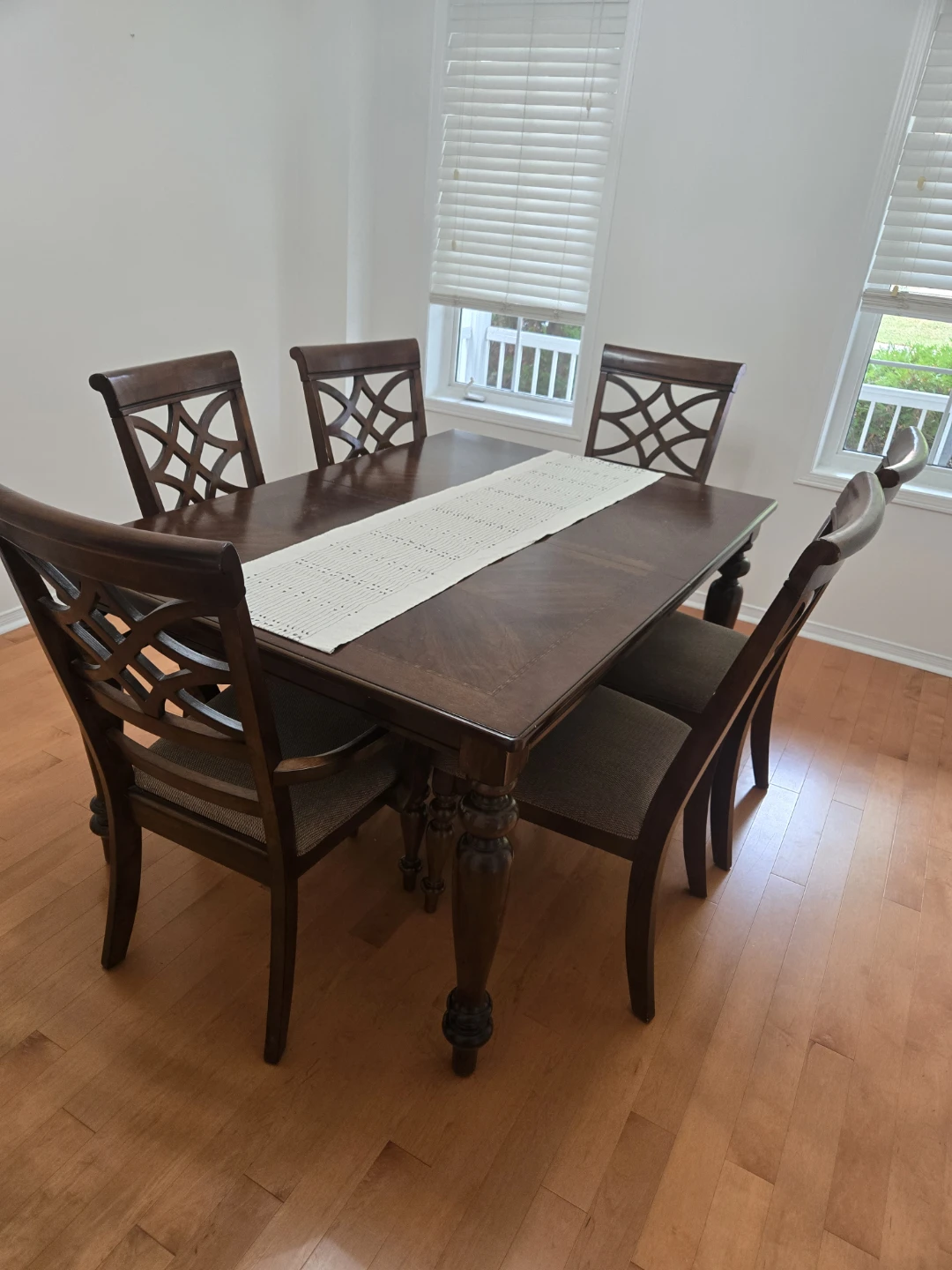 Dark Wood Dining Table with 6 Chairs