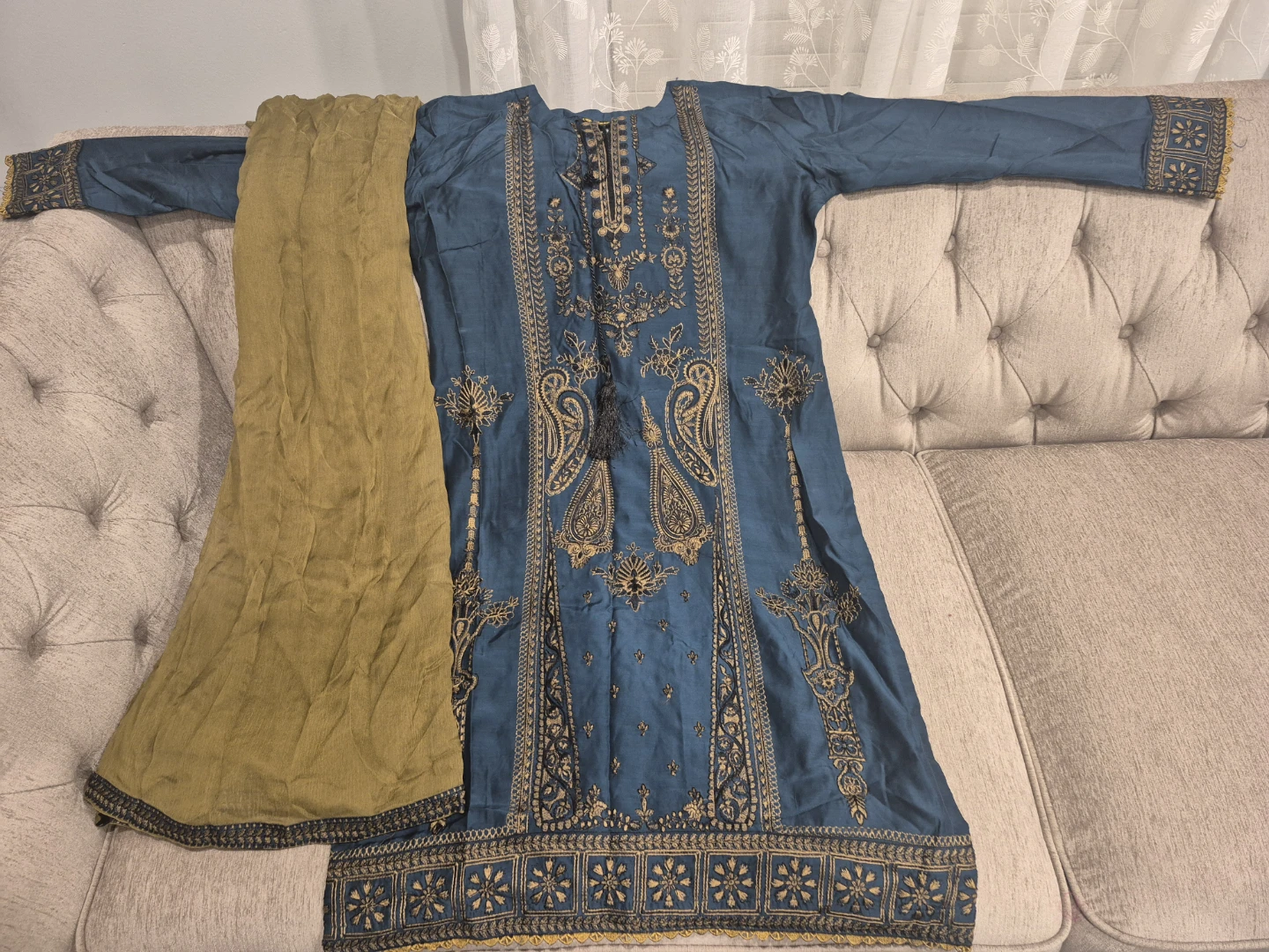 Pasand of Lahore Teal Embroidered Kurti with Dupatta