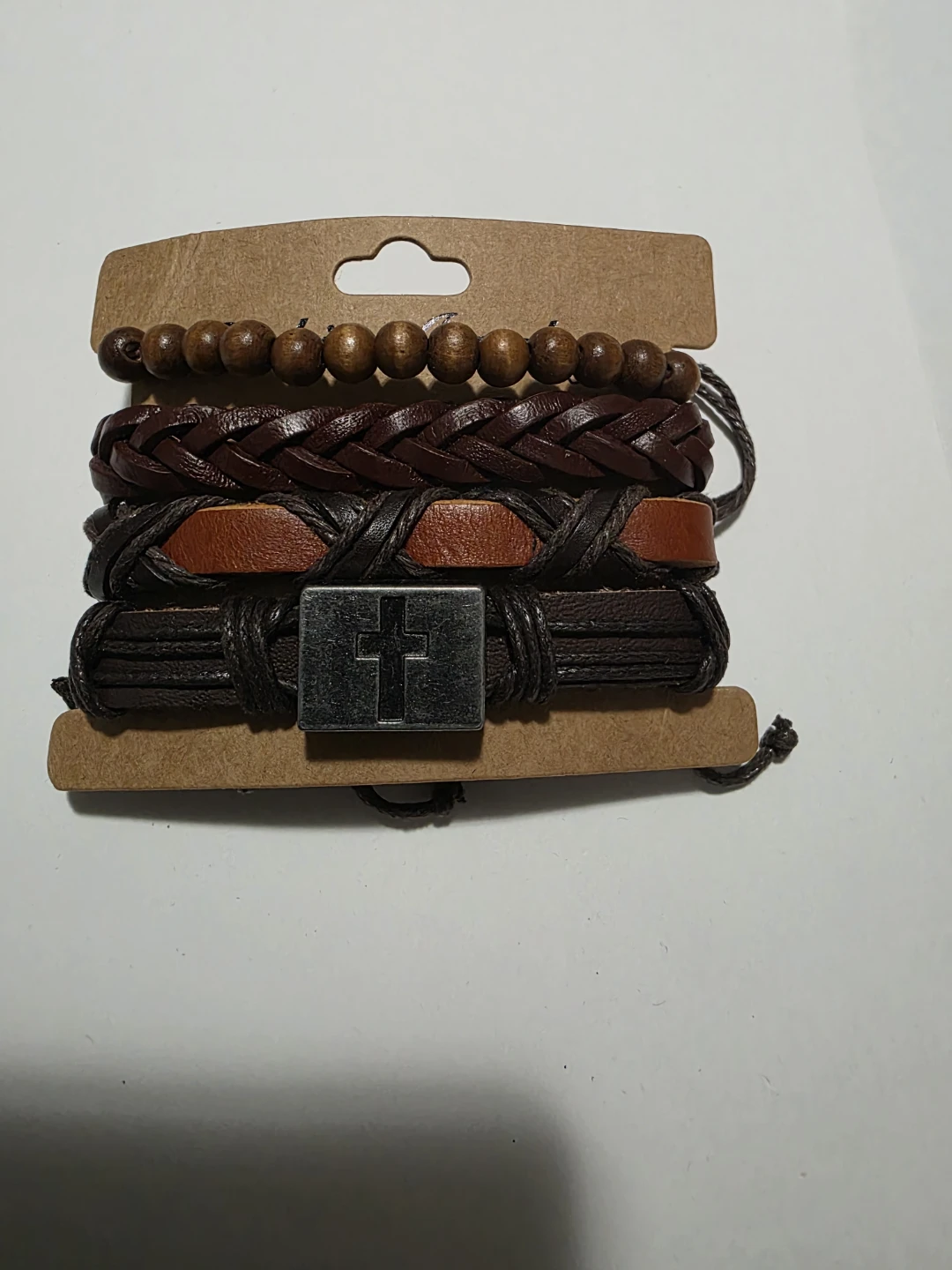 Set of 4 Brown Leather and Bead Bracelets - photo 3
