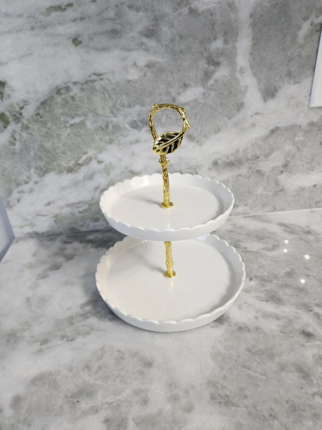 Two-Tier White Ceramic Serving Stand - photo 2