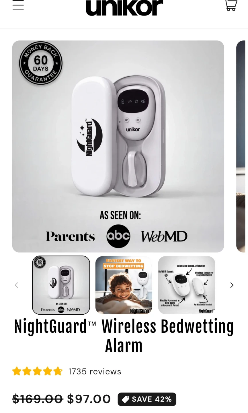 Unikor NightGuard Wireless Bedwetting Alarm