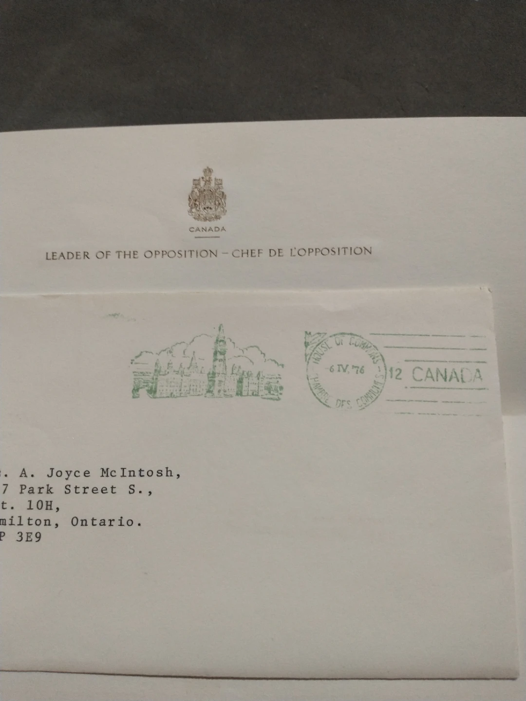 1976 Signed Letter from Joe Clark, Leader of the Opposition - photo 5