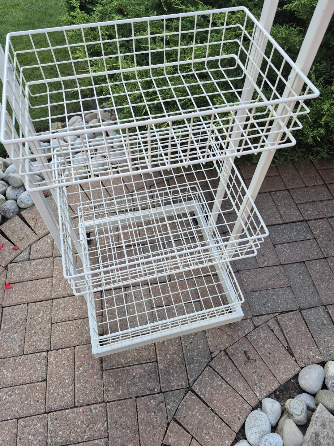 White 3-Tier Rolling Wire Storage Cart - photo 2