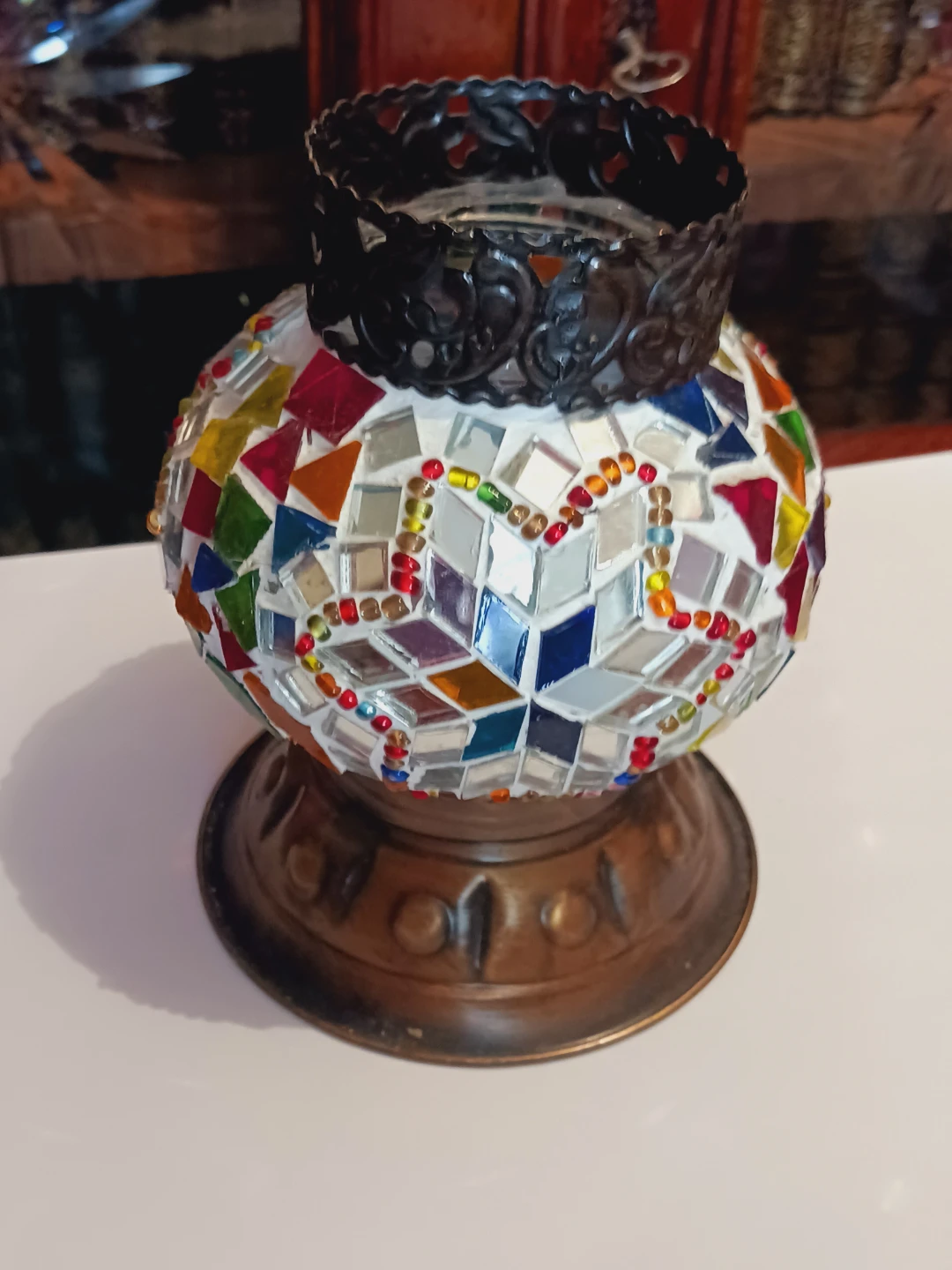 New !! Beautiful Arabic Mosaic Glass Candle Holder - photo 2