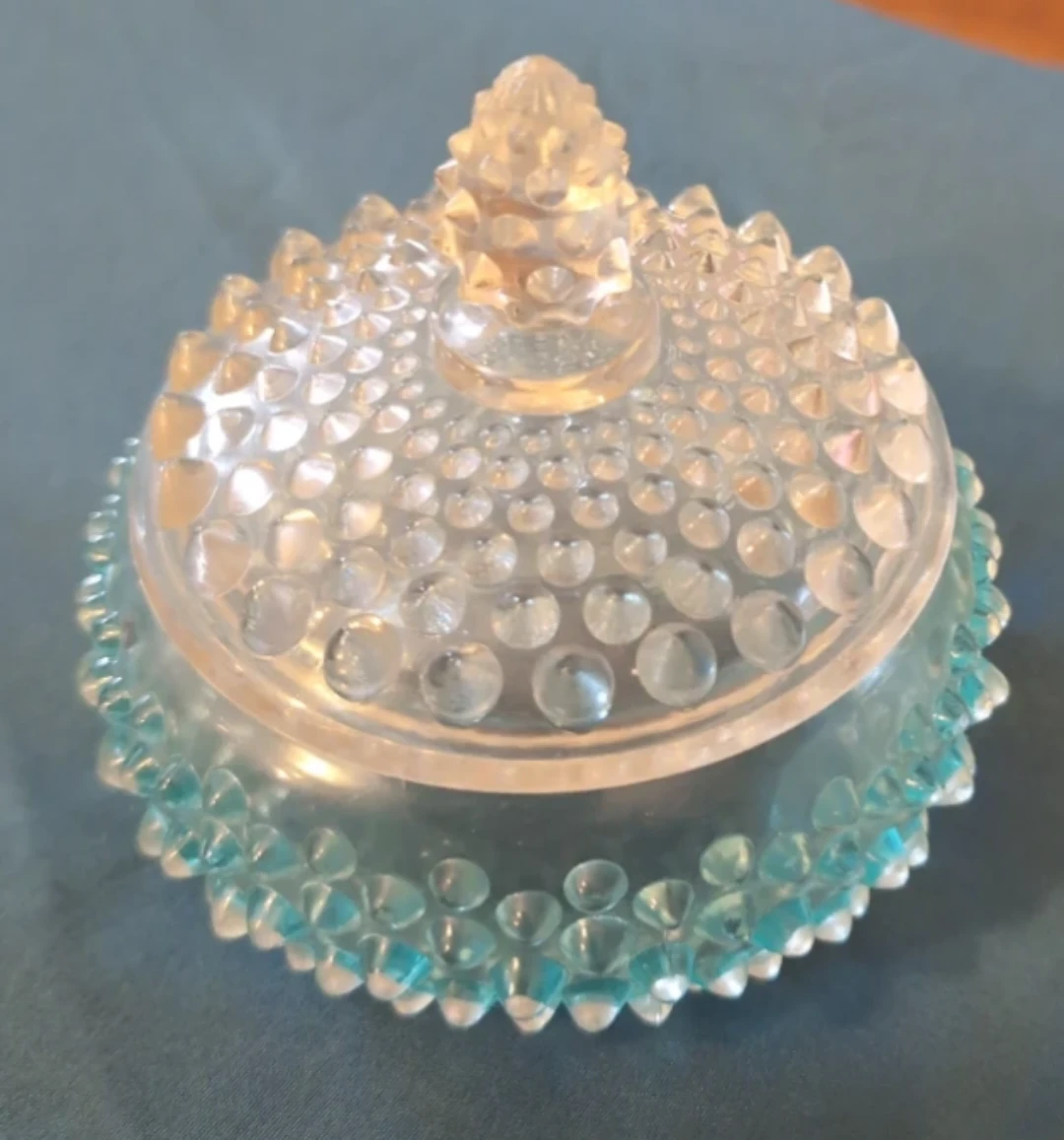Vintage Blue Hobnail Glass Covered Candy Dish - photo 5