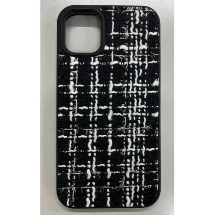 Brand New Tweed Fabric iPhone 14 Pro Case - Black & White