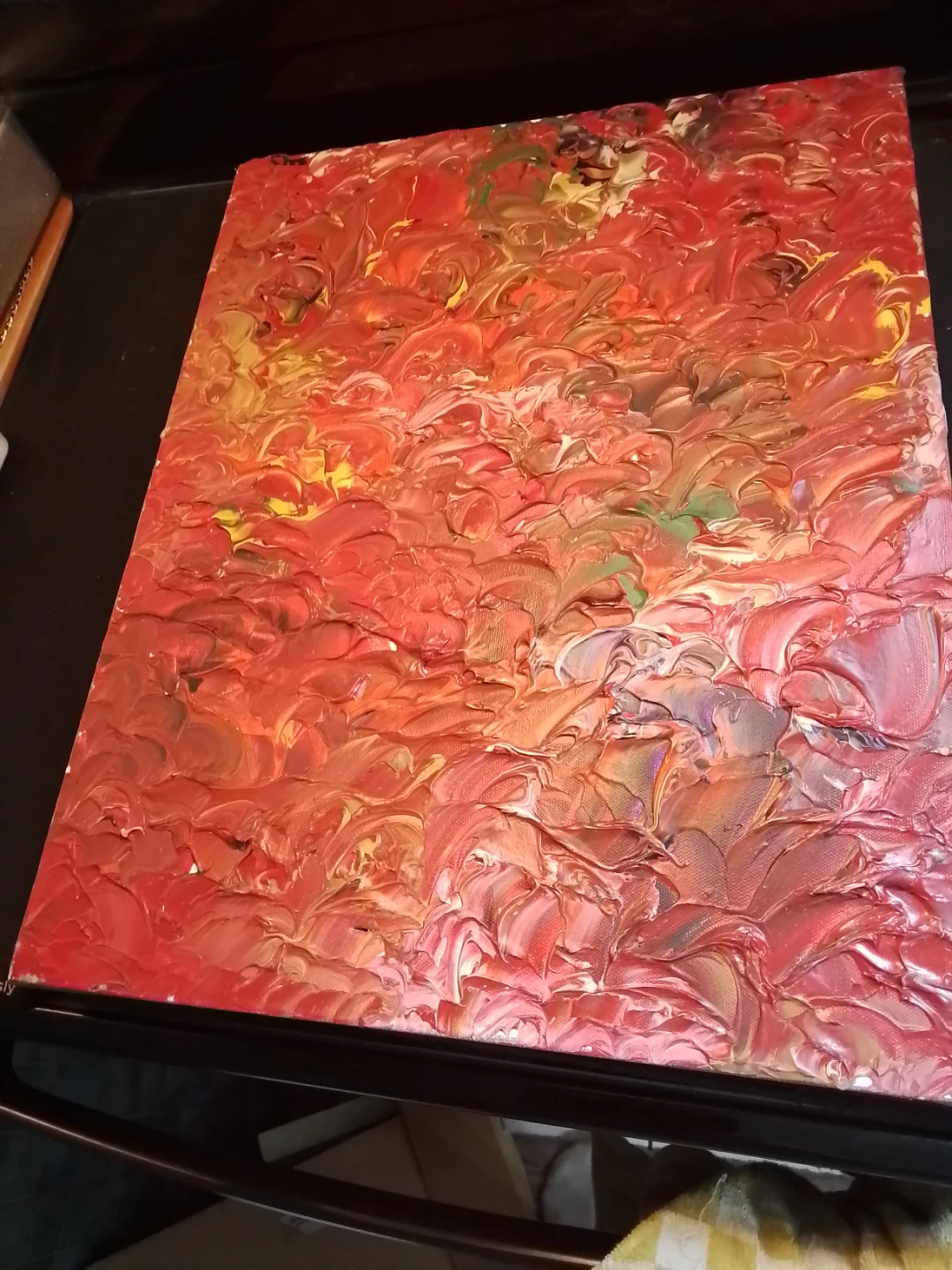 Abstract Textured Red Acrylic Painting - photo 3