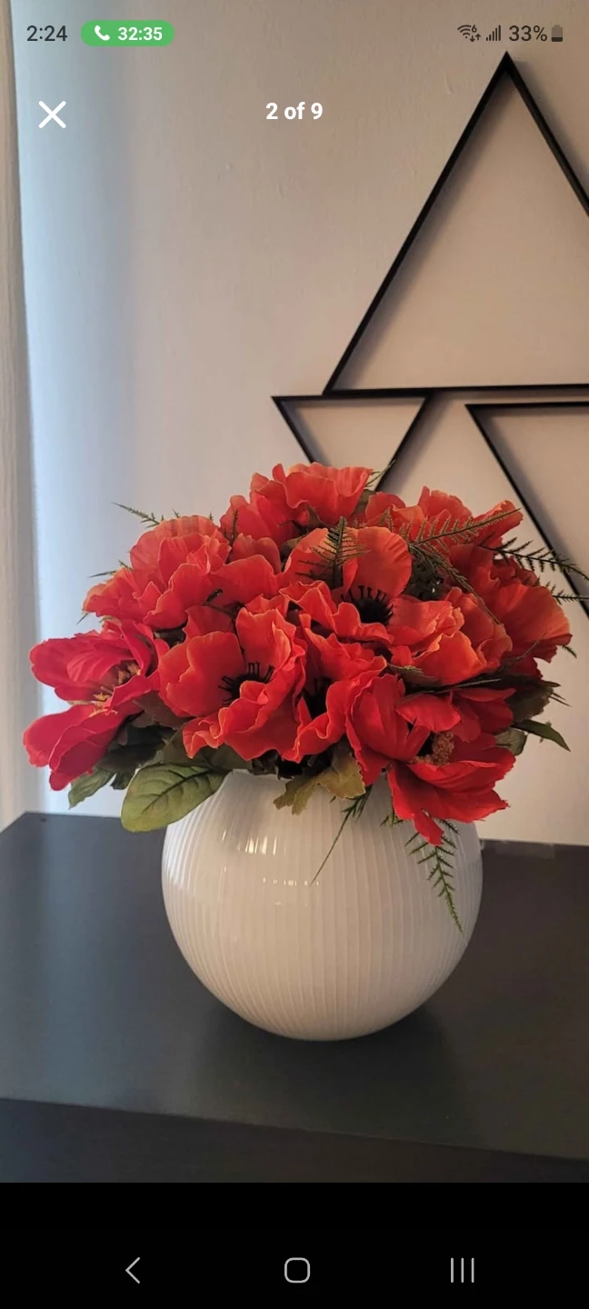 Artificial Flower Arrangement in White Glass Vase