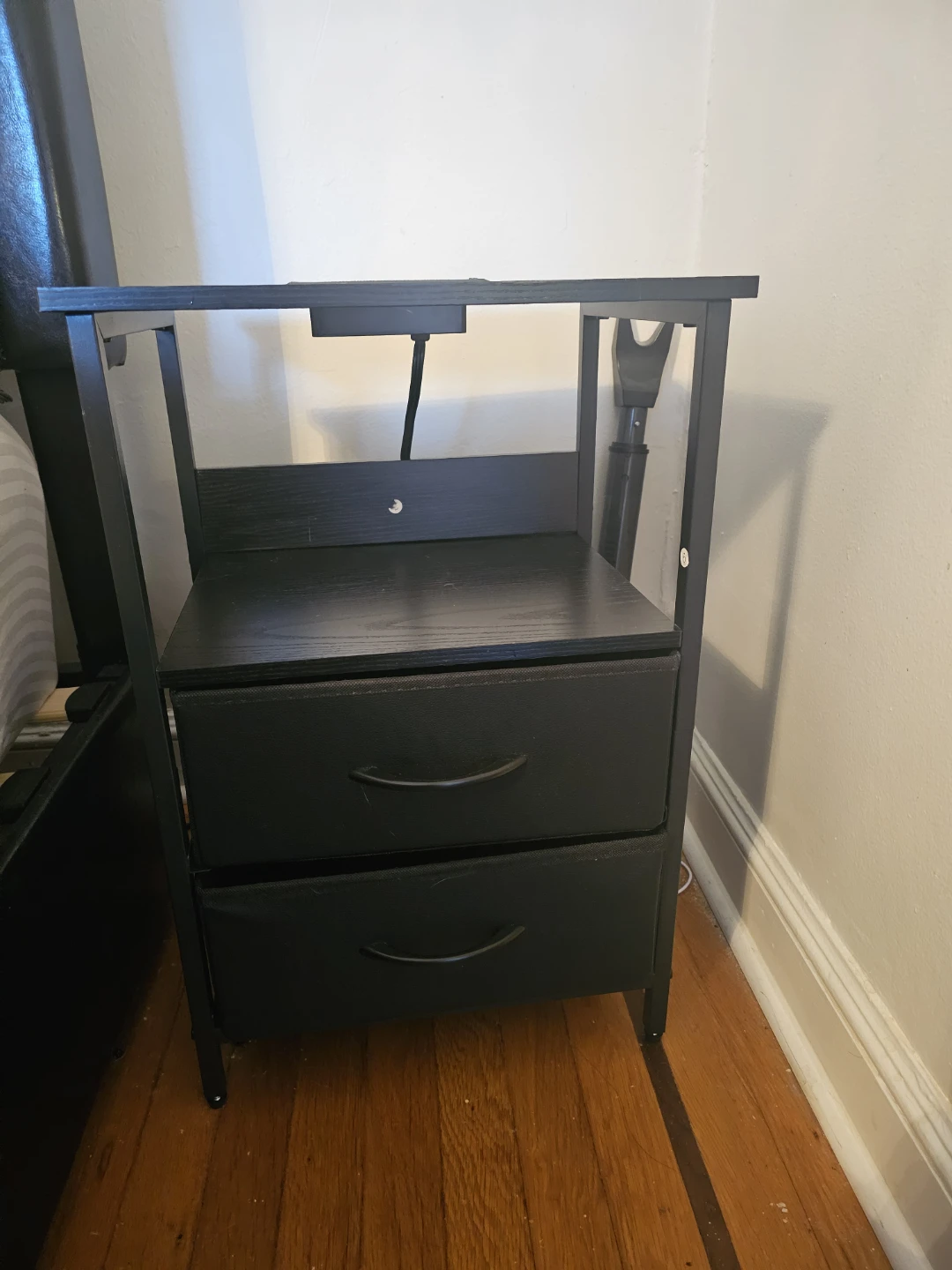Black Nightstand with Charging Station - photo 3