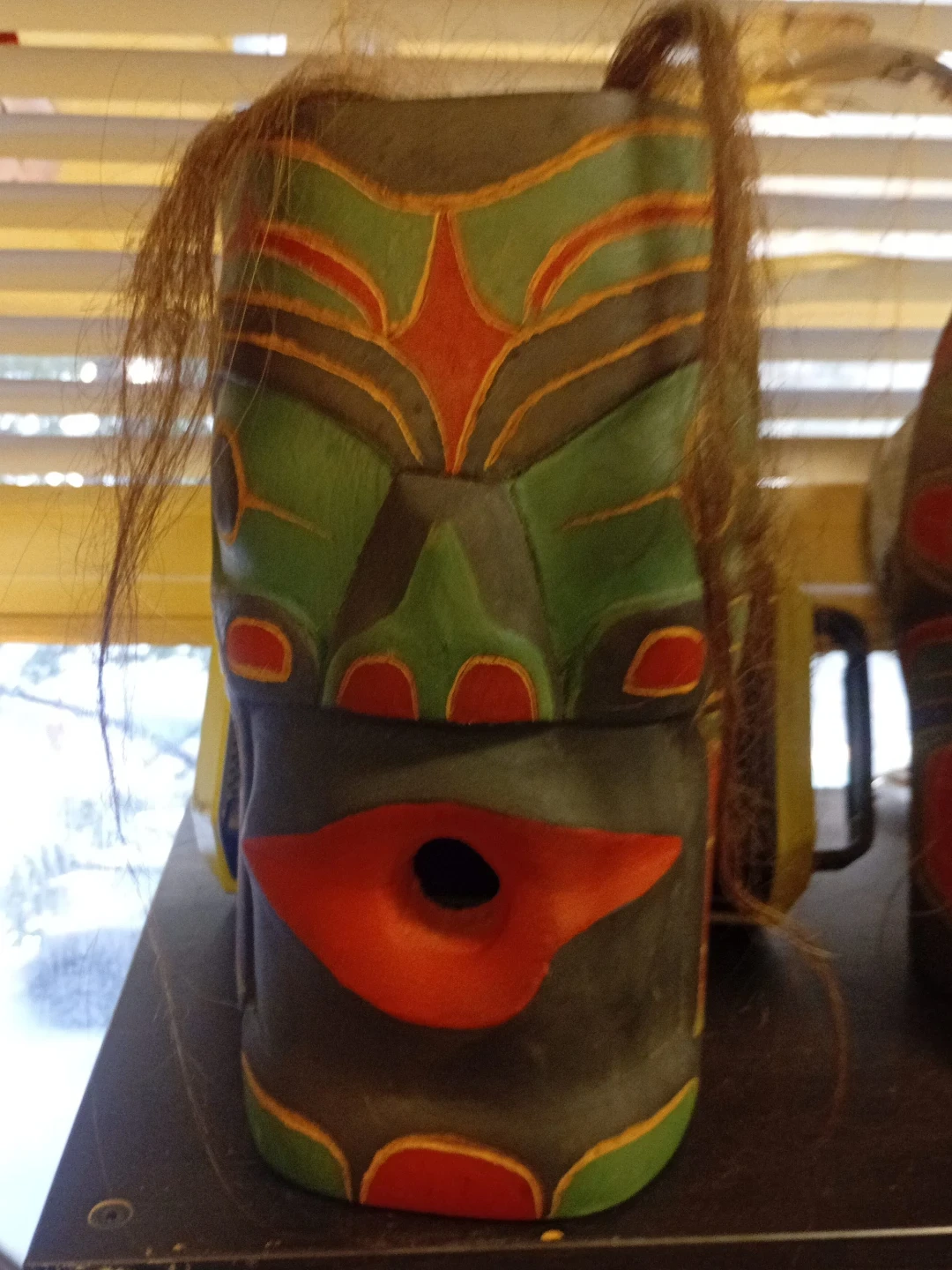 Pair of First Nations Style Carved Wood Masks - photo 3