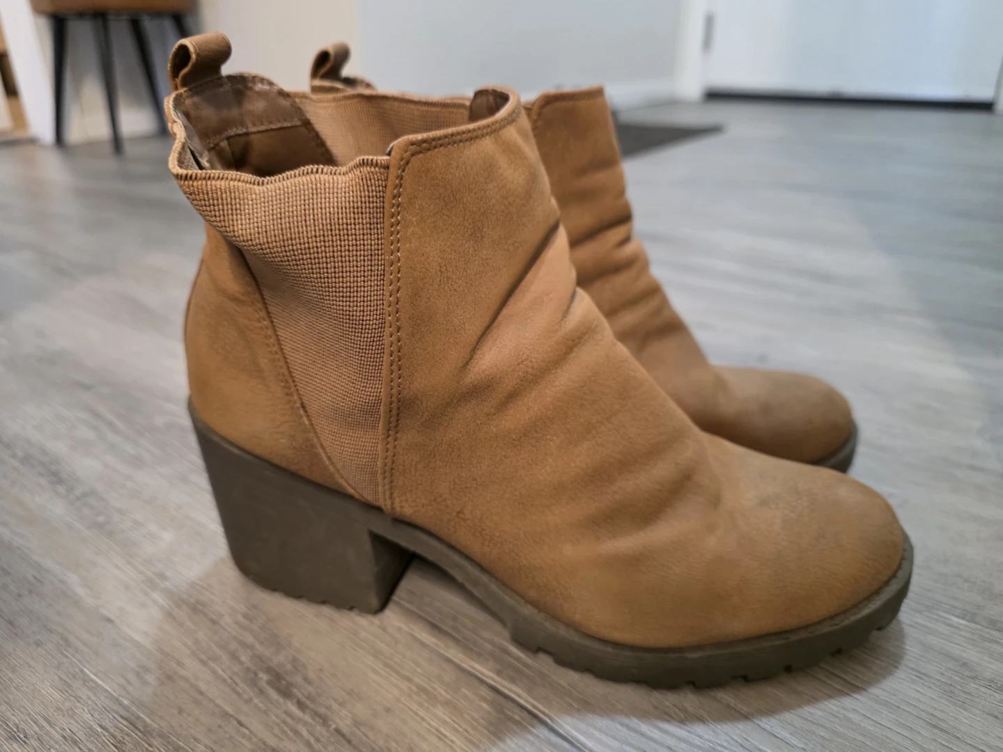 Tan Faux Suede Ankle Boots Size 9.5 - photo 2