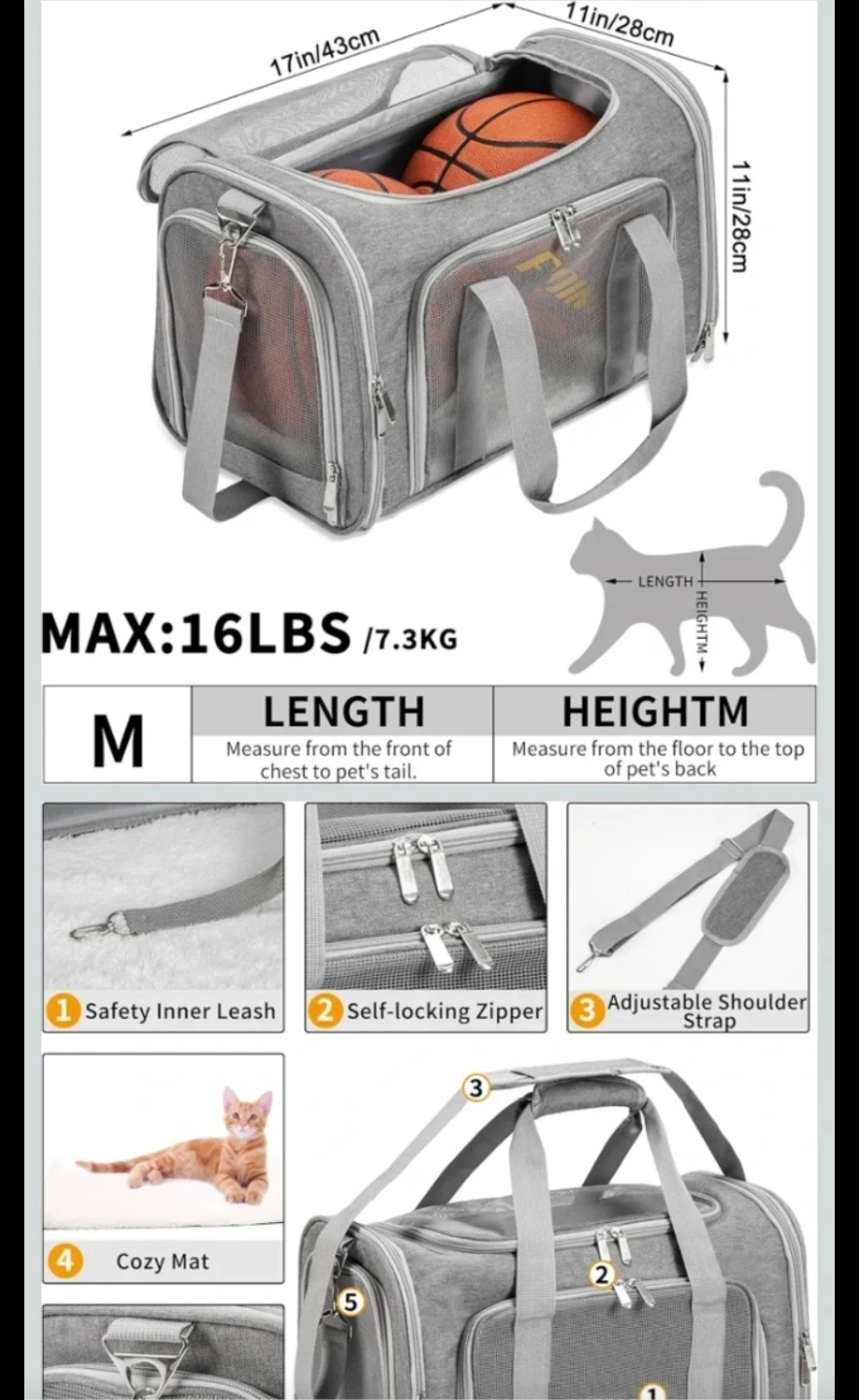 Medium Gray Pet Carrier  🏈