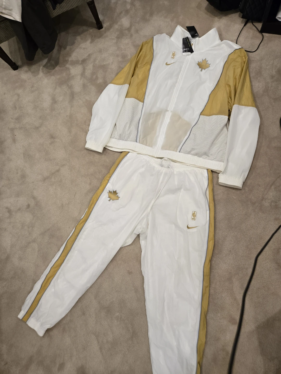 Nike NBA Tracksuit Jacket & Pants - White/Gold - XXXL