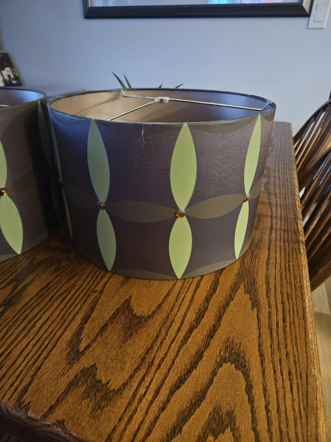 Set of Two Patterned Drum Lamp Shades