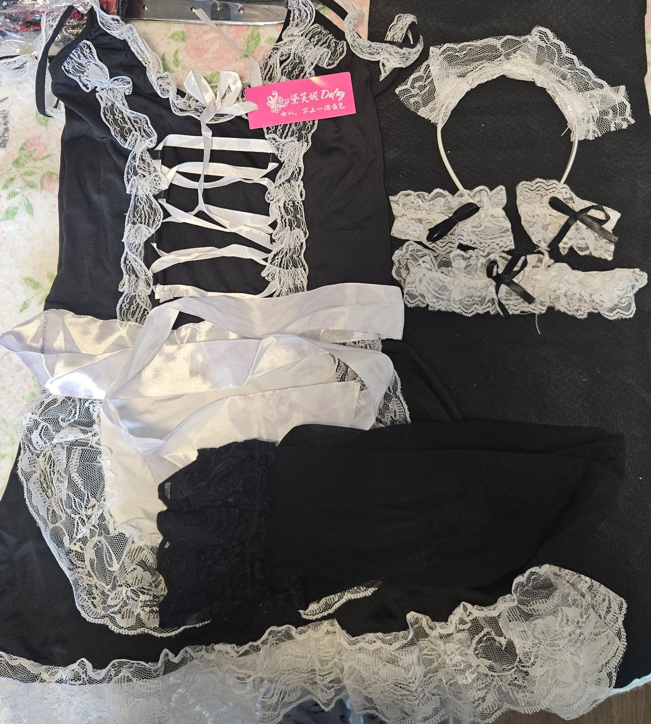 Maid Outfit Costume Set with Headband etc