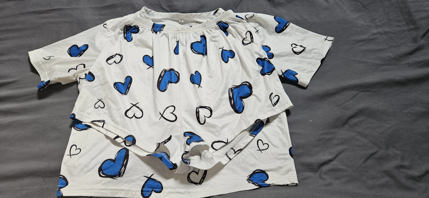 White Heart Print Pajama Set - Size Small - photo 4