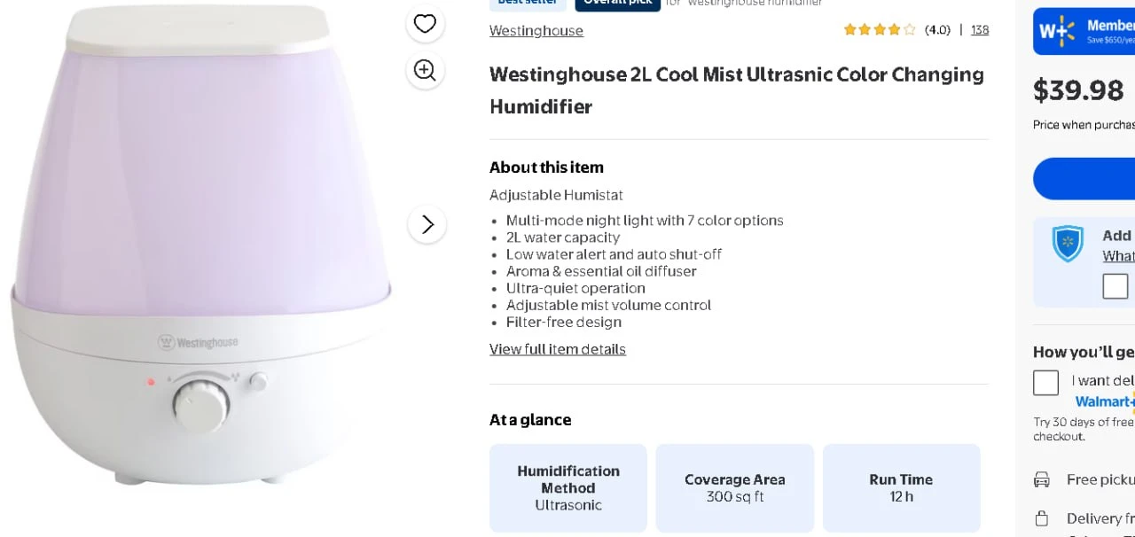 Westinghouse 2L Humidifier