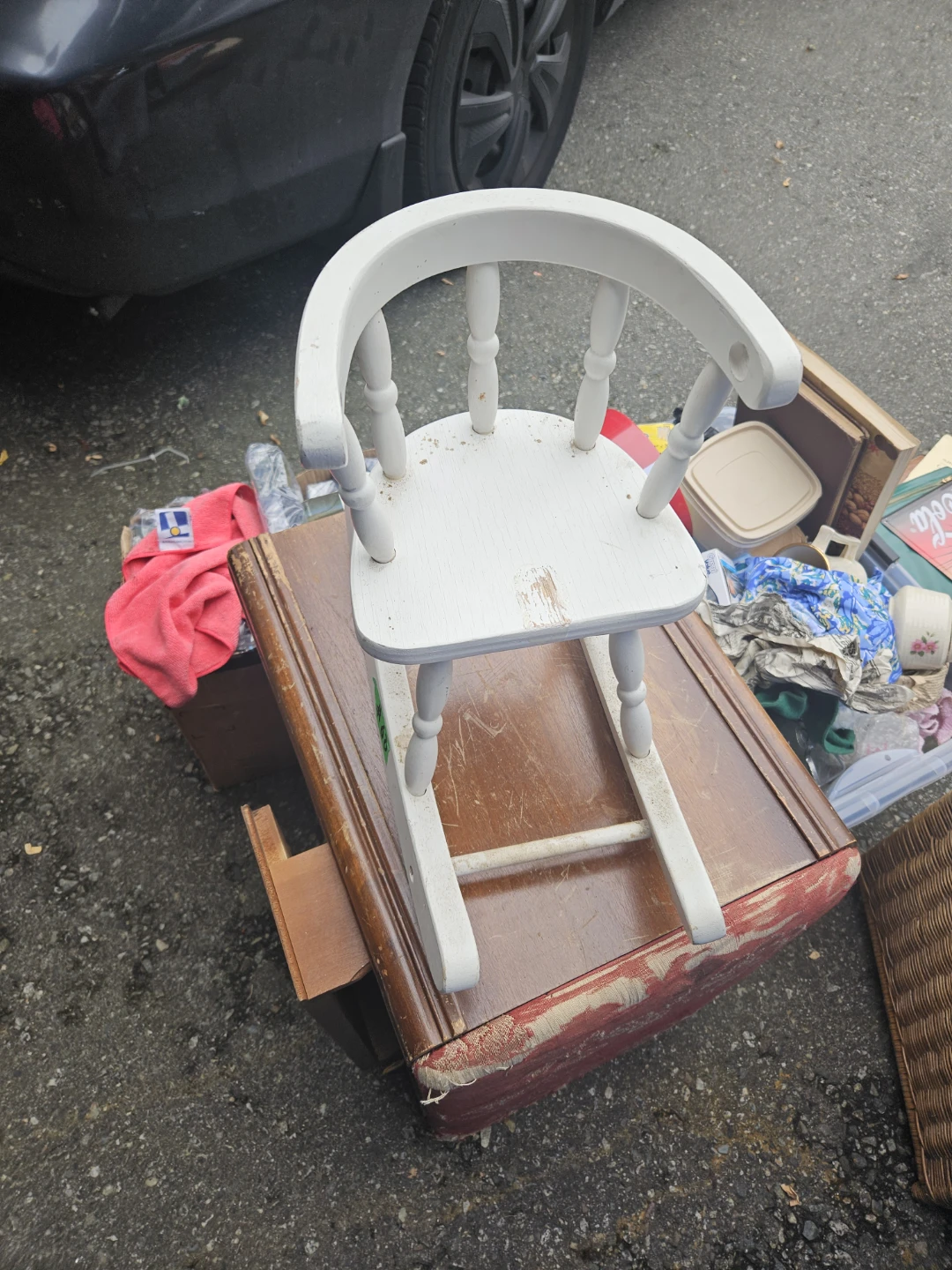 White Wooden Child's Rocking Chair - photo 2
