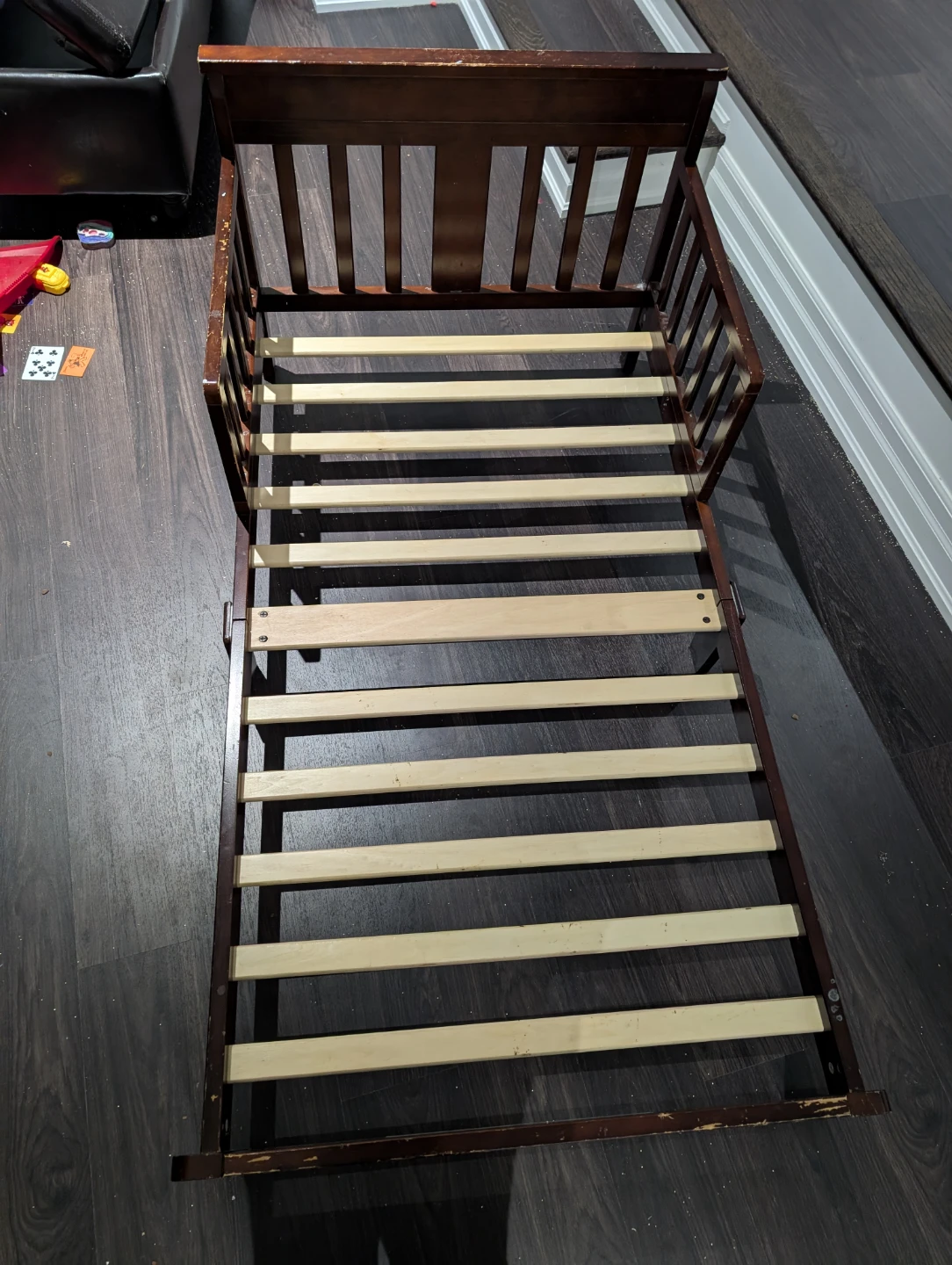 Dark Brown Wooden Toddler Bed