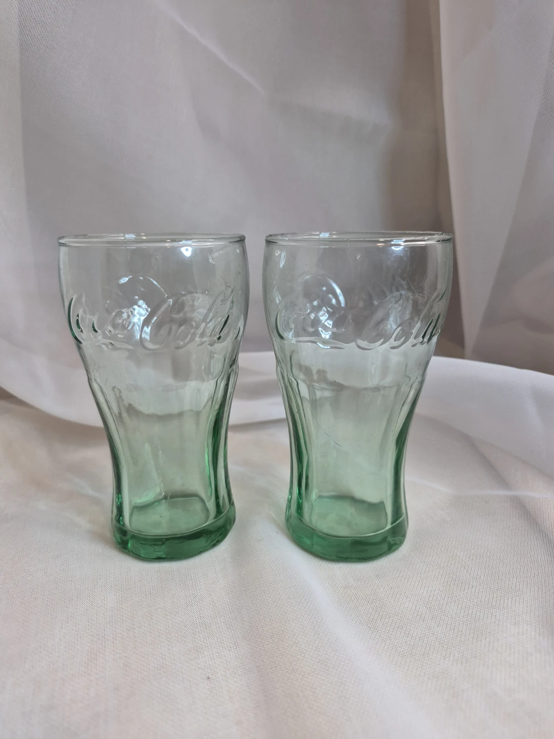 Pair of 4 1/2" x 2 1/2" Coca-Cola Glasses Coke Glasses