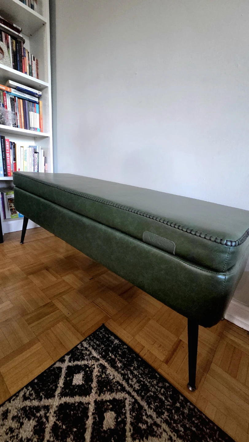 Forest Green Leather Storage Ottoman Bench *new - photo 2
