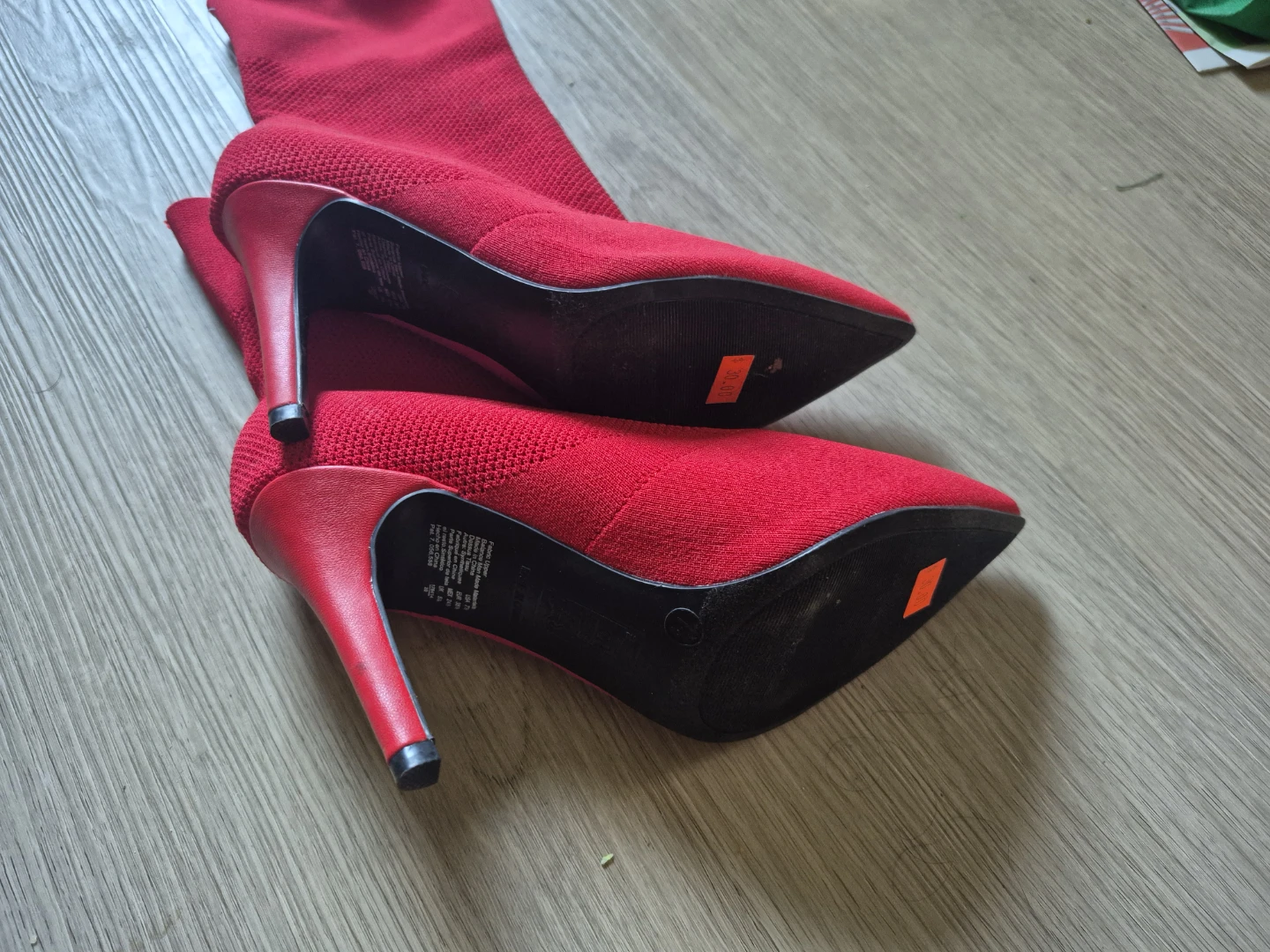 Brash red knit stiletto sock boots - photo 2