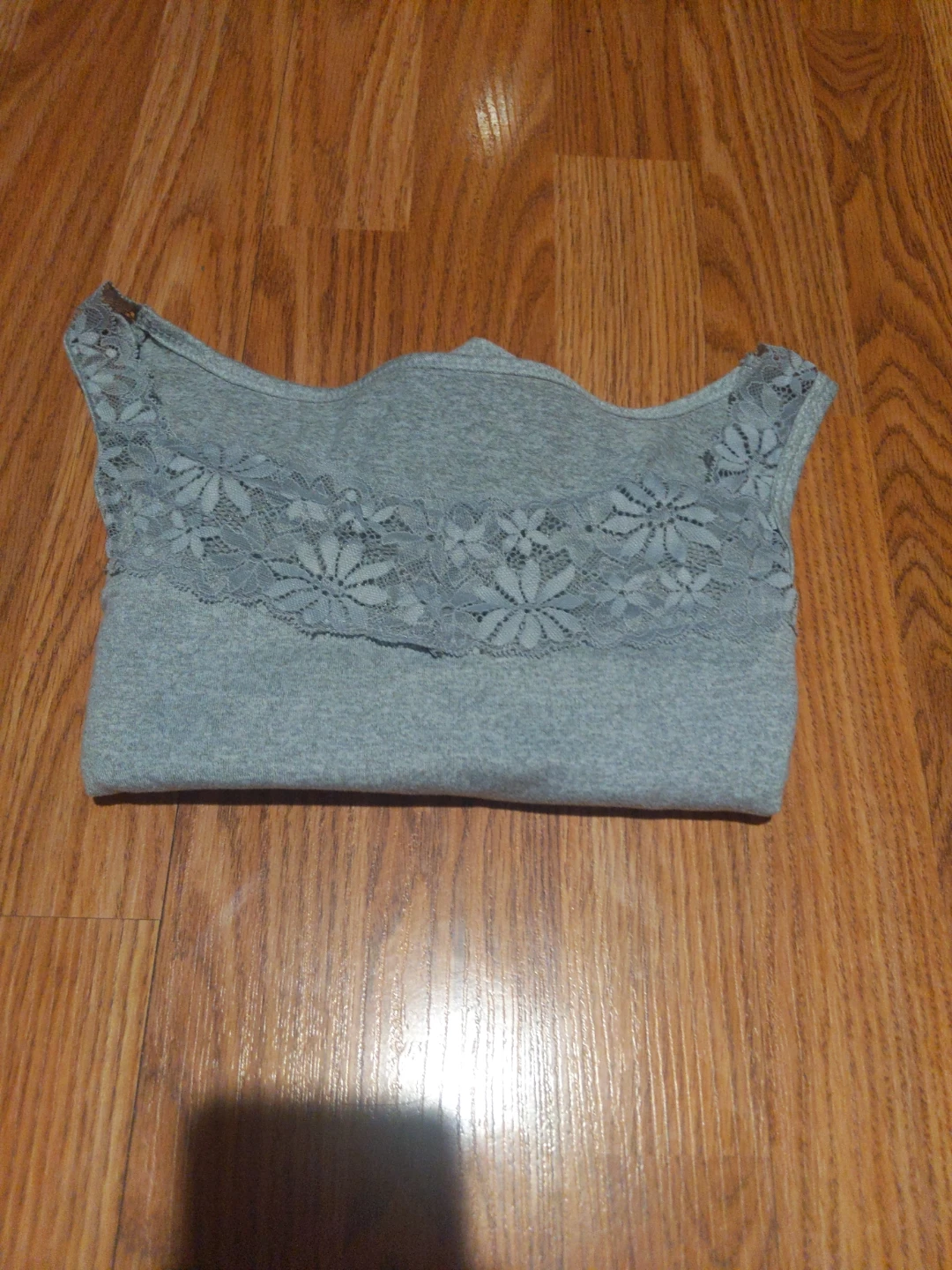 Grey Sleeveless Tank with Lace Detail - photo 3