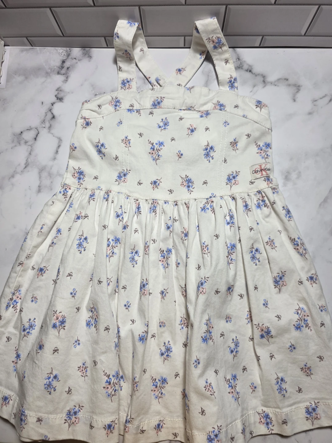 Calvin Klein Floral Overall Dress 3T