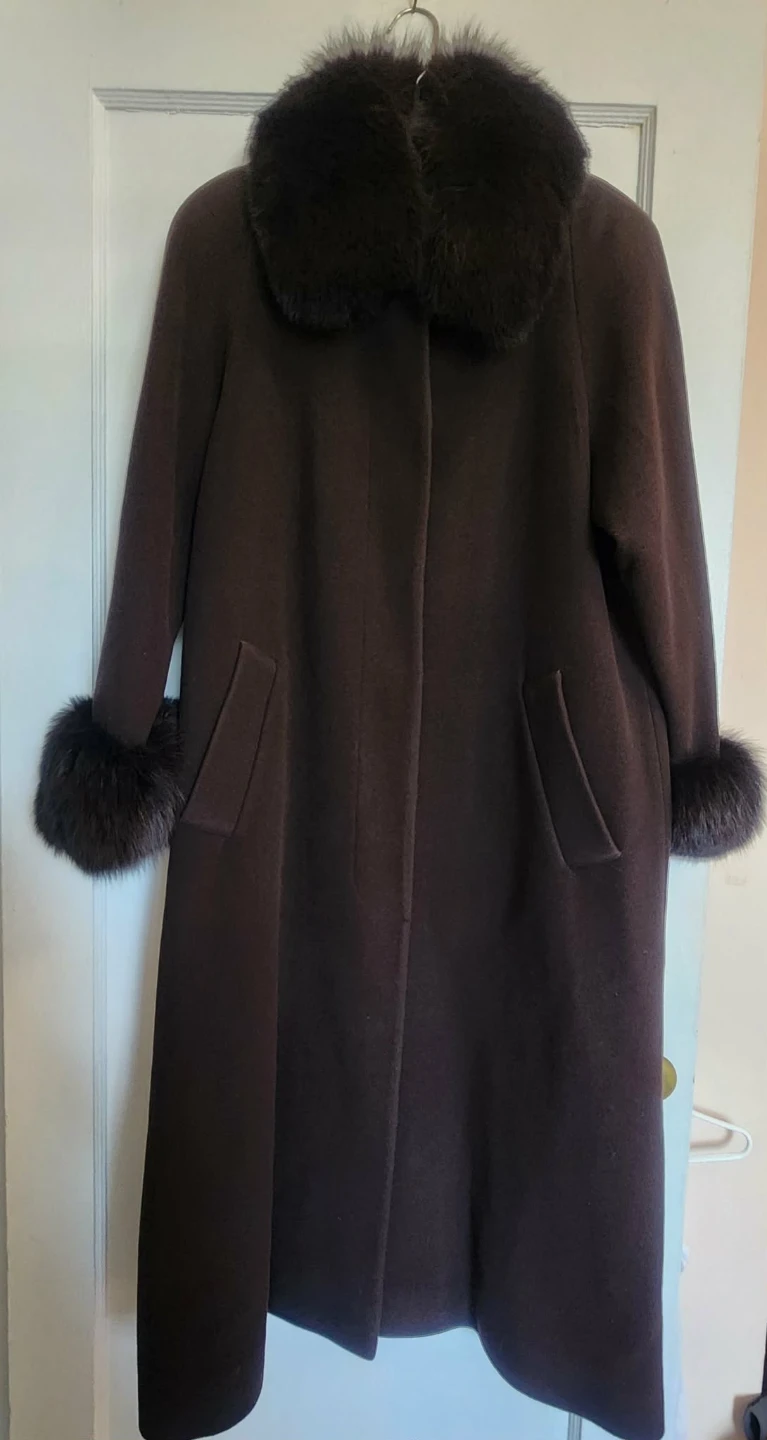 Forecaster of Boston Brown Wool Coat with Fur Trim